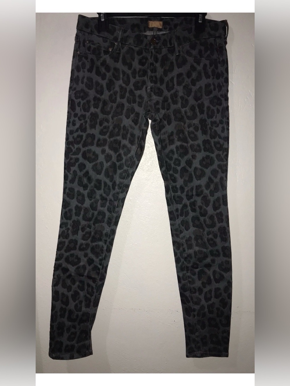 MOTHER (Size 30) The Looker In Paw Leopard Print Jeans Denim Gray Black Skinny